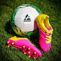 Vizari Kids Liga Turf Indoor Outdoor Soccer Shoes for Boys and Girls, Pink Yellow - 13.5