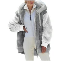 Scyoekwg дамски зимни палта цип дълъг ръкав връхни дрехи зима топло фау палто яке ежедневни разхлабени модерни върхове на газове сиви xxl