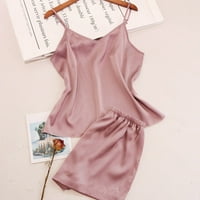 pxiakgy интими за жени къси панталони пижама бельо отгоре комплект жени сатен sxl копринен спален материал розово + l