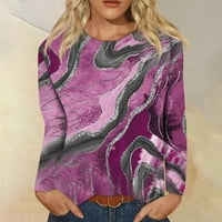 Фетална дамска мода случайни Дълъг ръкав печат кръг врата пуловер Топ Блуза