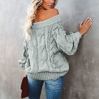 Пуловер за жени пуловер за дамски плетен риза с дълъг ръкав пуловер пуловер джъмперни върхове ежедневен топъл пуловер от върхове на рамото xl