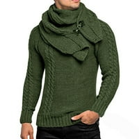 pgeraug качулки за мъже o врат дълъг ръкав пуловер солиден пуловер блуза шалчета комплекти мъжки пуловер армия зелено l