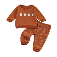 Бебе бебе момчета момичета комплекти дрехи Писмо отпечатани блуза с дълъг ръкав блузи панталони 0-4г