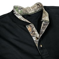 Хенли ризи за мъже Небрежни основни плътни цветни блуза тениска отгоре дълги ръкави кръгли джаси и ризи намалени, черни