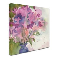 Търговска марка изобразително изкуство пурпурни цветове в синя ваза платно изкуство от Шийла Голдън