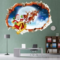 Njspdjh стикери с етикет 5d Дядо Коледа дава подаръци Допълними стикер за стена на пода Коледна украса