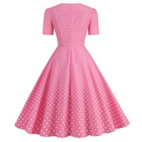 Розова рокля от джингъм за жени винтидж рокабили от 1950 г. спагети каишка a-line swing midi коктейлна партия рокля на разчистване