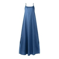 B91xz елегантни рокли за жени дами класическа синя шлинг деним рокля дълга рокля дамски плюс рокли с размер флот, размери l