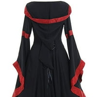 Викторианска рокля с качулка с качулка готическа пънк рокля плюс размер празнична рокля с дължина дължина на косплей рокля черно xxl