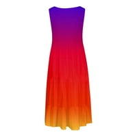 Подгъв Спагети каишка рокля за жени, мода Дамски ежедневни летни печатни сарафан хлабав градиент плажна пола мини рокля