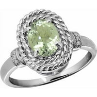 1. Каратово зелен аметист скъпоценен камък и акцент бял диамантен пръстен